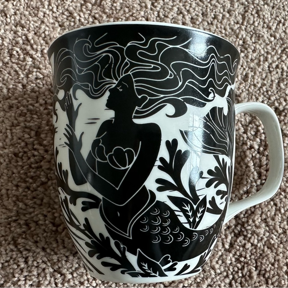 Karma Black & White Boho Mug With Mermaid Design